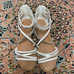 White and silver strapped sandals